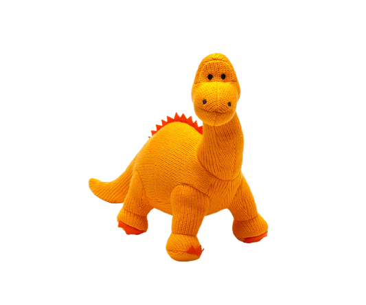 Orange Knitted Diplodocus (small rattle)