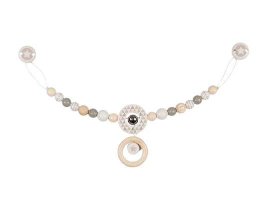 Wooden Pram Chain - Grey Star