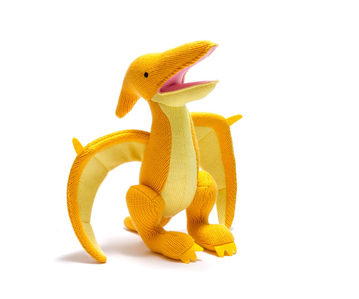 Large Knitted Yellow Pterodactyl